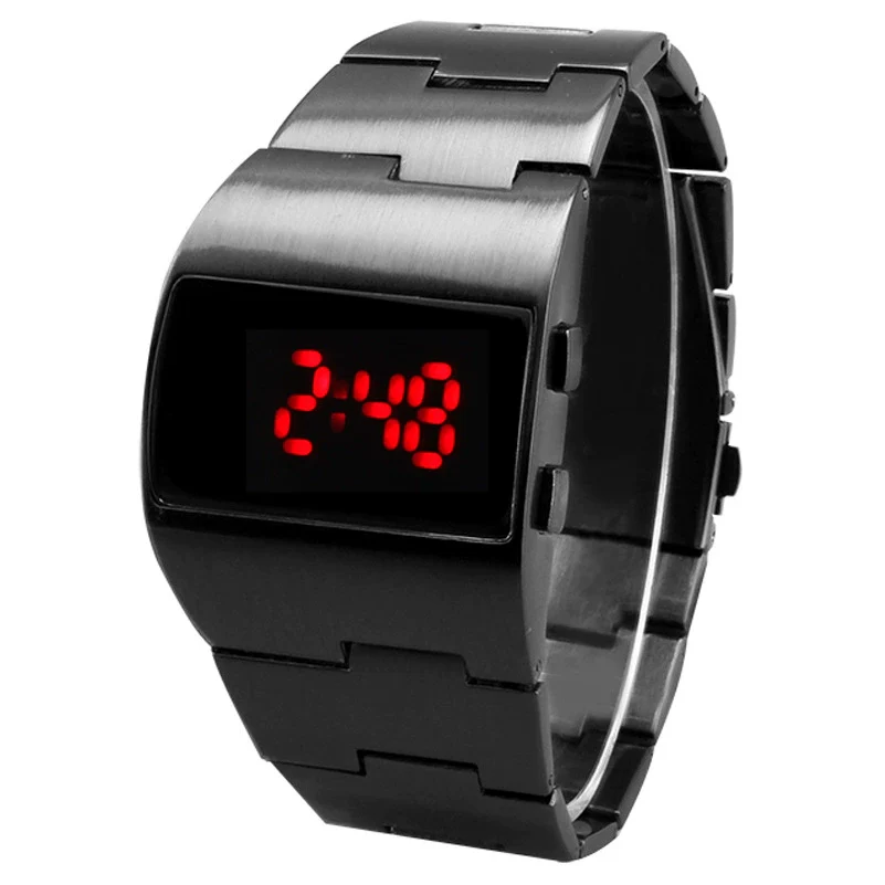 Men's Digital Led Watch Metal Alloy Stainless Steel Square Dial Leisure Style