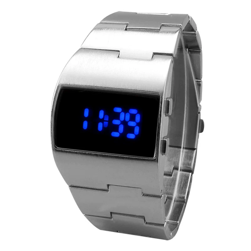 Men's Digital Led Watch Metal Alloy Stainless Steel Square Dial Leisure Style - Image 2