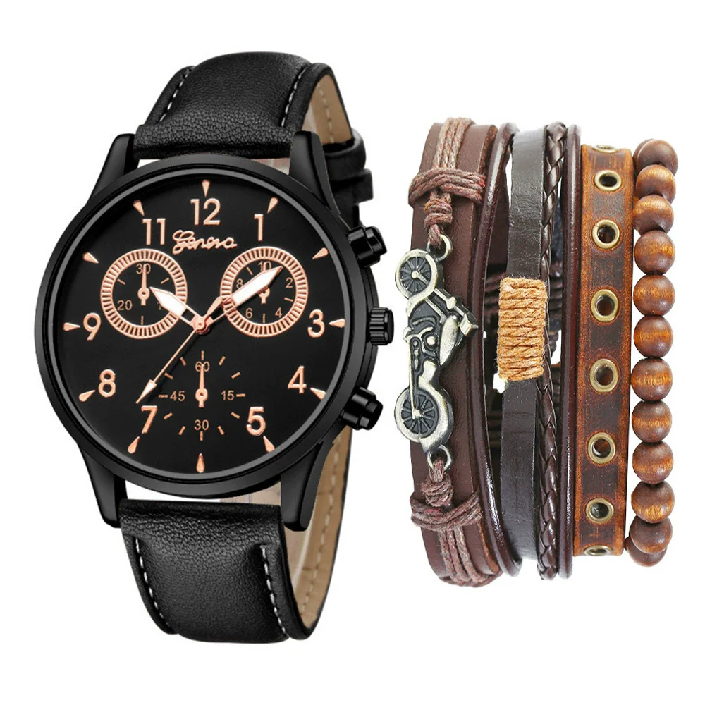 Men's Fashion Casual Alloy And Imitation Leather Quartz Watch With Round Dial And Stainless Steel Clasp - Image 7