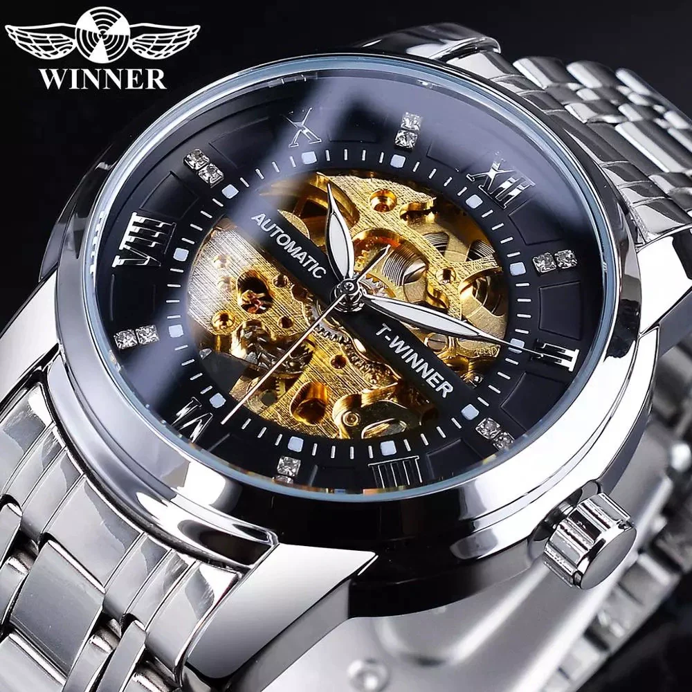 Men's Fashion Casual Hollow Automatic Mechanical Watch Alloy Case Mineral Reinforced Glass Mirror Round Dial - Image 4