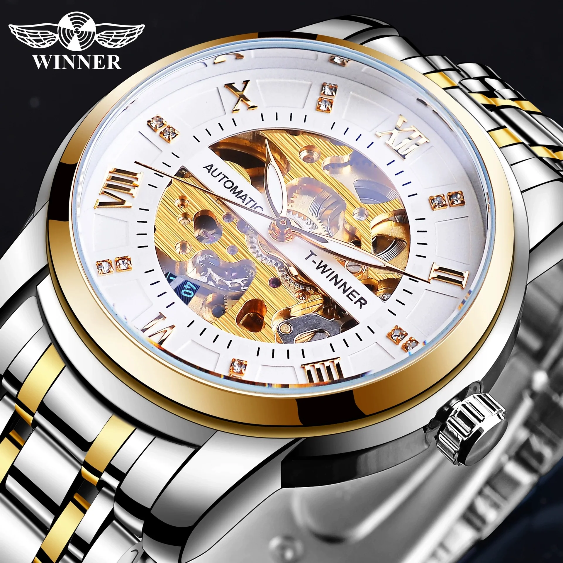 Men's Fashion Casual Hollow Automatic Mechanical Watch Alloy Case Mineral Reinforced Glass Mirror Round Dial - Image 5