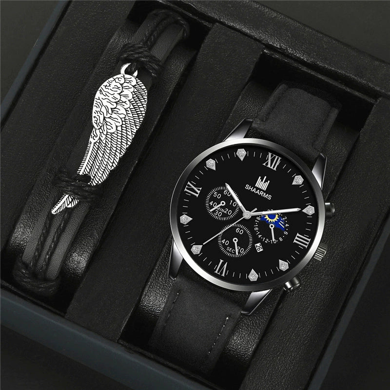 Men's Fashion Casual Quartz Watch With Round Dial Alloy Case Imitation Leather Strap And Stainless Steel Buckle - Image 7