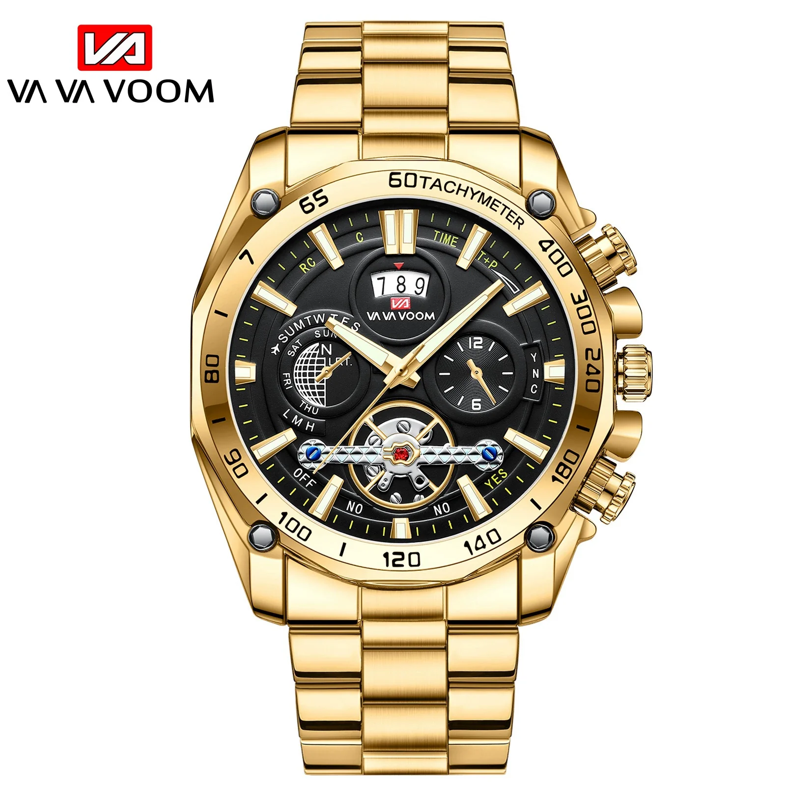 Men's Fashion Luminous Tourbillon Watch Stainless Steel Metal Round Dial - Image 2