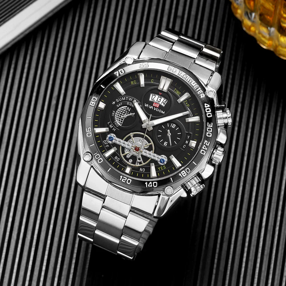 Men's Fashion Luminous Tourbillon Watch Stainless Steel Metal Round Dial - Image 4