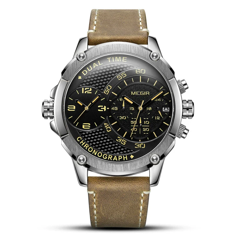 Men's Fashion Movement Multifunctional Genuine Leather Quartz Watch With Alloy Case And Round Dial - Image 6