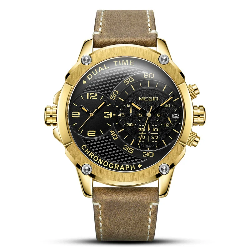 Men's Fashion Movement Multifunctional Genuine Leather Quartz Watch With Alloy Case And Round Dial - Image 7