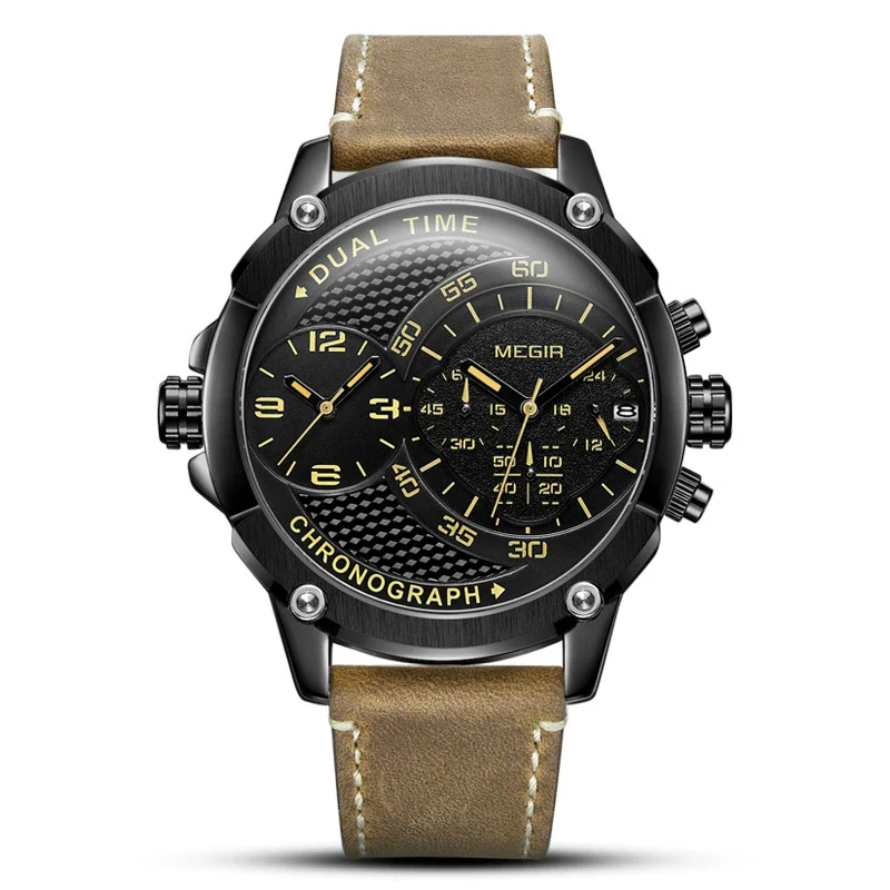 Men's Fashion Movement Multifunctional Genuine Leather Quartz Watch With Alloy Case And Round Dial - Image 8