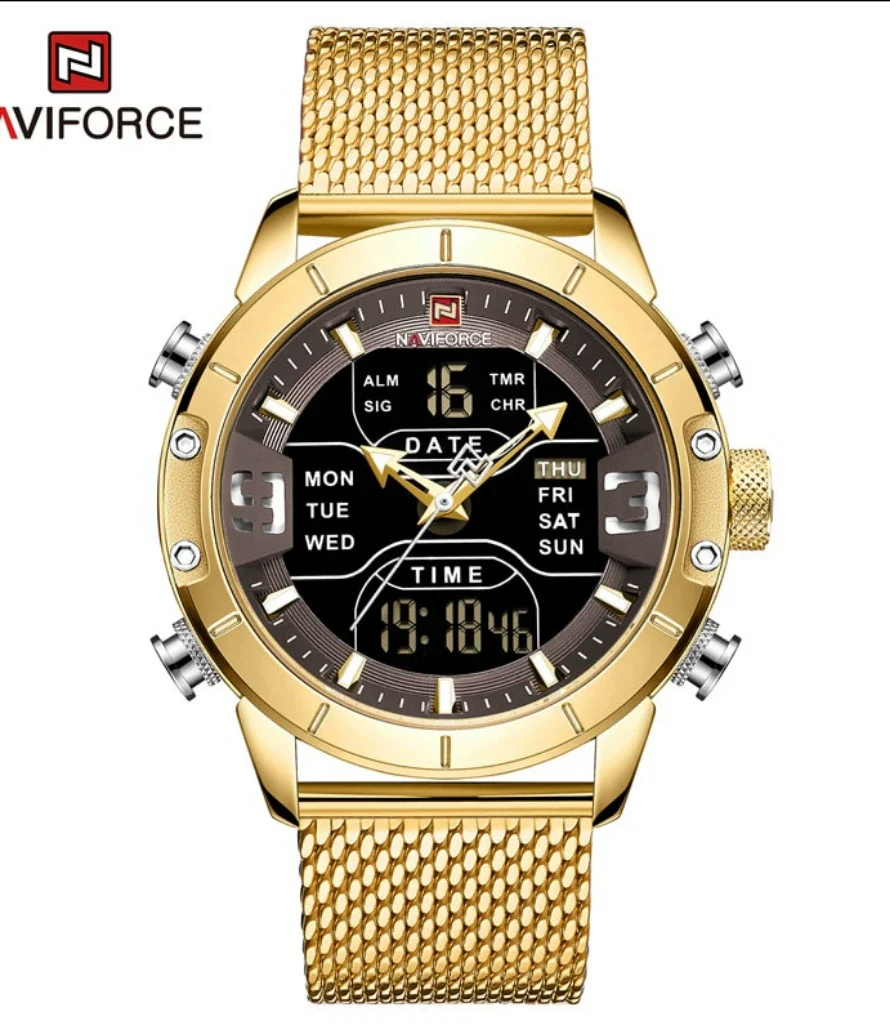 Men's Fashion Quartz Electronic Watch Stainless Steel Mesh Belt Round Dial Metal Case - Image 6
