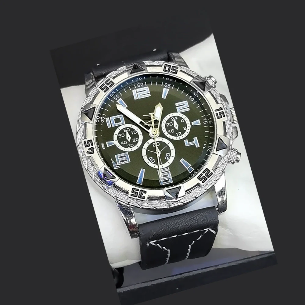 Men's Fashion Quartz Watch With Alloy Case Pu Strap And Stainless Steel Buckle Round Dial - Image 17