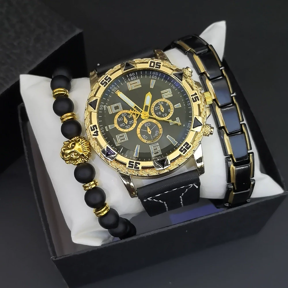 Men's Fashion Quartz Watch With Alloy Case Pu Strap And Stainless Steel Buckle Round Dial - Image 3
