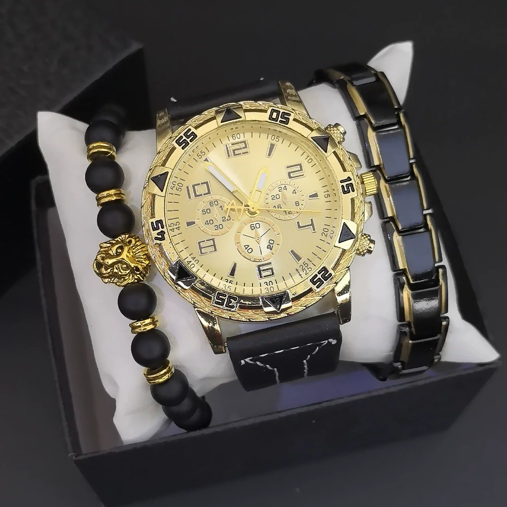 Men's Fashion Quartz Watch With Alloy Case Pu Strap And Stainless Steel Buckle Round Dial - Image 7