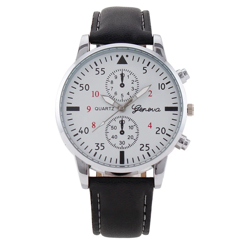 Men's Fashion Quartz Watch With Metal Case Imitation Leather Strap And Stainless Steel Buckle Round Dial