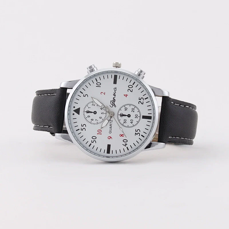 Men's Fashion Quartz Watch With Metal Case Imitation Leather Strap And Stainless Steel Buckle Round Dial - Image 2