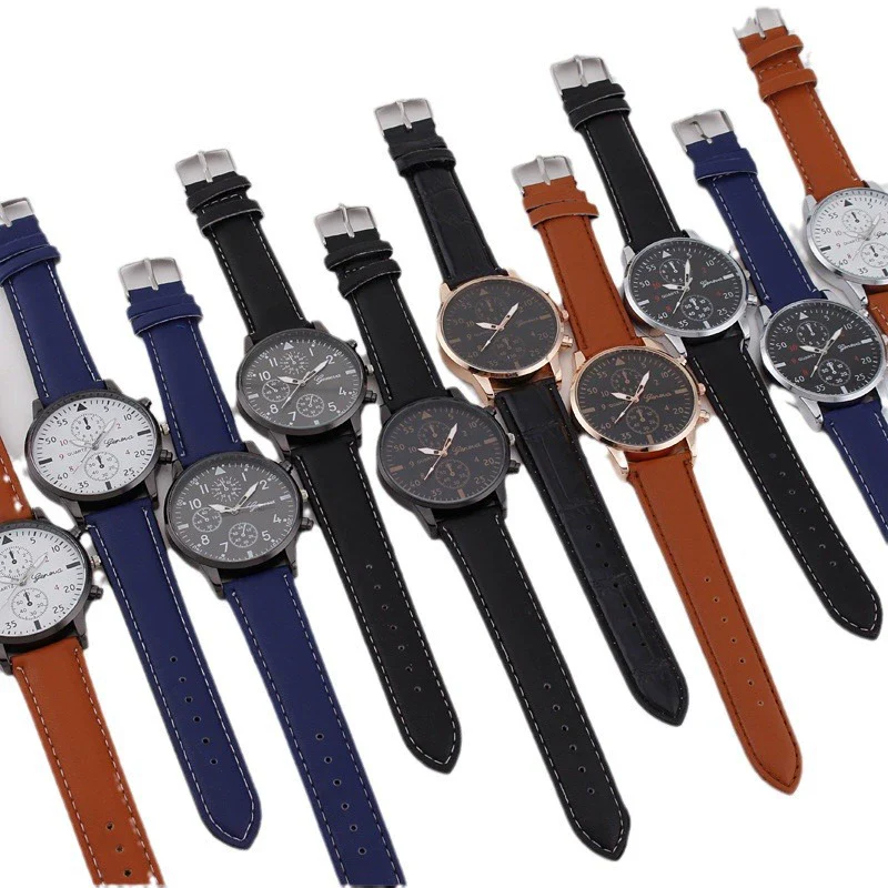 Men's Fashion Quartz Watch With Metal Case Imitation Leather Strap And Stainless Steel Buckle Round Dial - Image 5