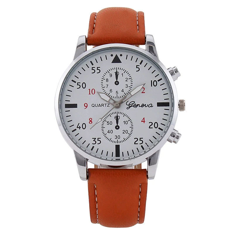 Men's Fashion Quartz Watch With Metal Case Imitation Leather Strap And Stainless Steel Buckle Round Dial - Image 6
