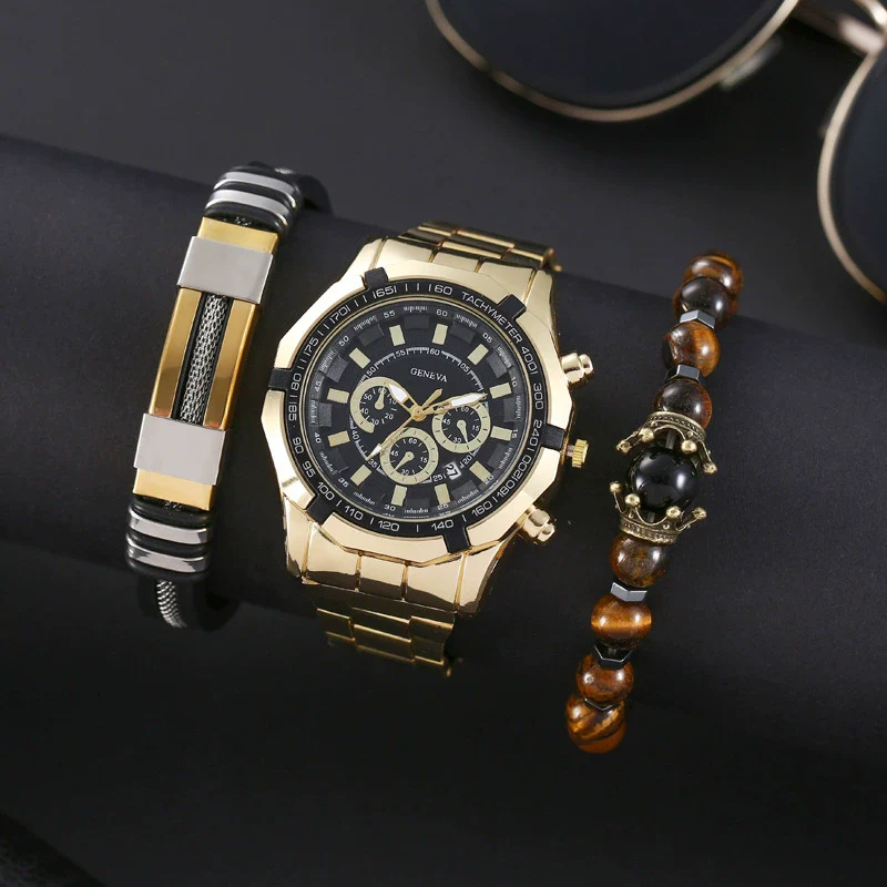 Men's Fashion Quartz Wristwatch With Alloy Case Round Dial And Imitation Leather Strap - Image 4
