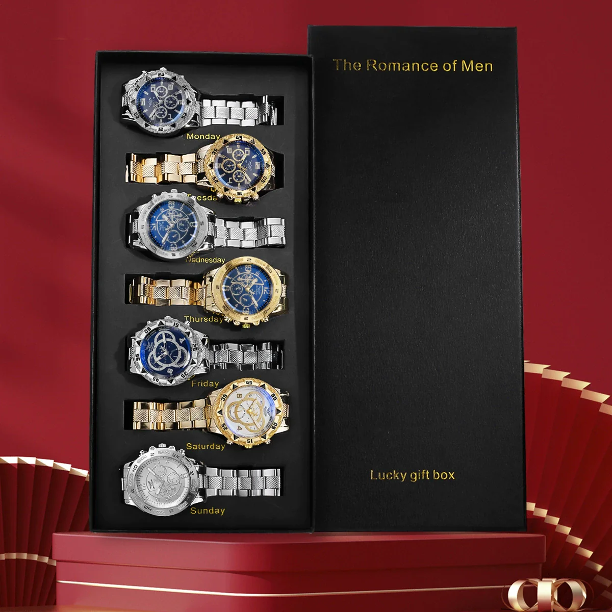Men's Fashion Watches Gift Suit Alloy Case Iron Belt Round Dial Leisure Style