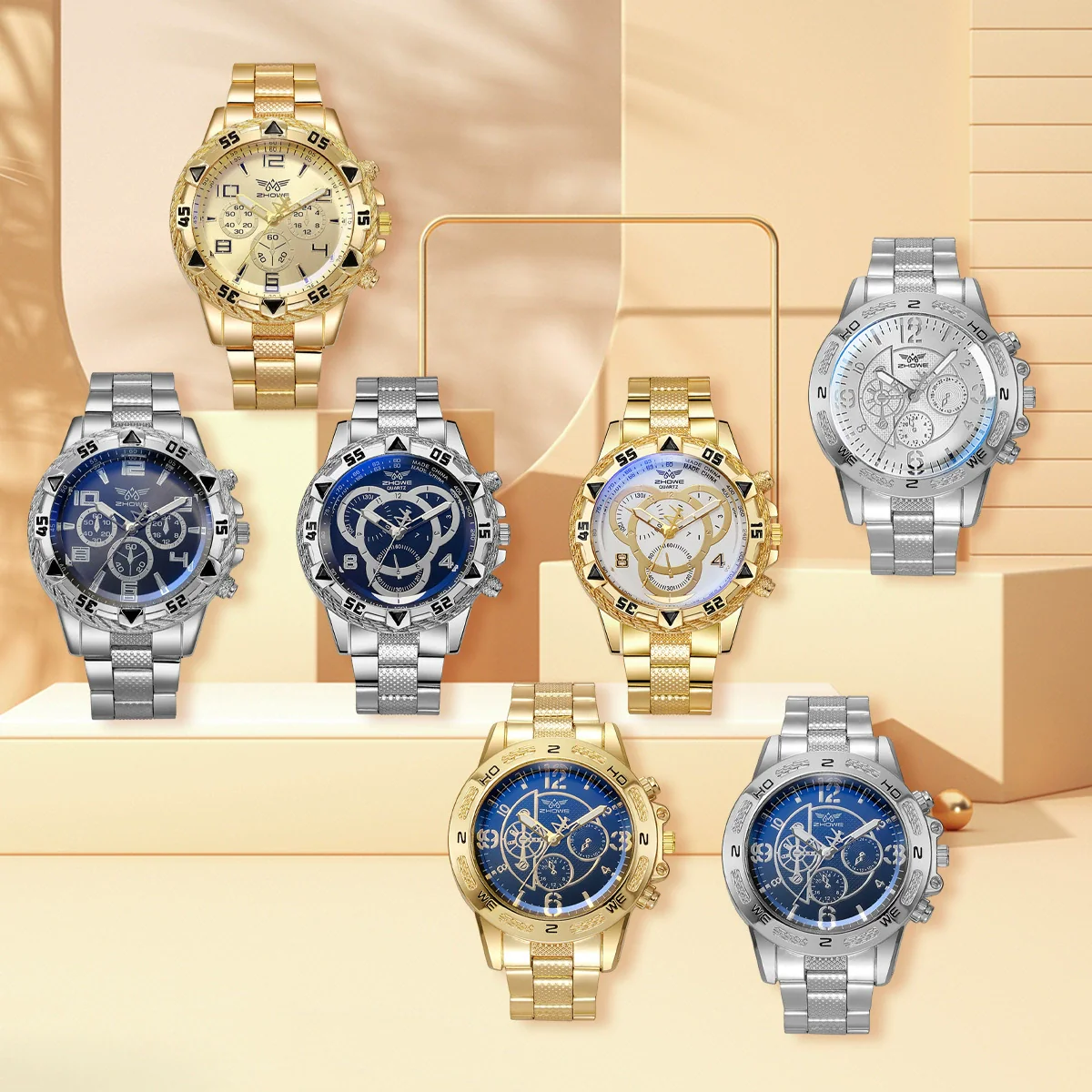 Men's Fashion Watches Gift Suit Alloy Case Iron Belt Round Dial Leisure Style - Image 4