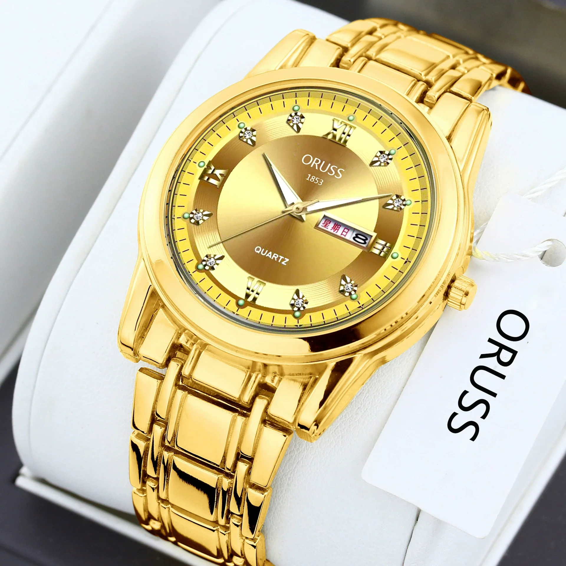 Men's Fashion Waterproof Alloy Band Quartz Watches With Double Calendar And Round Dial