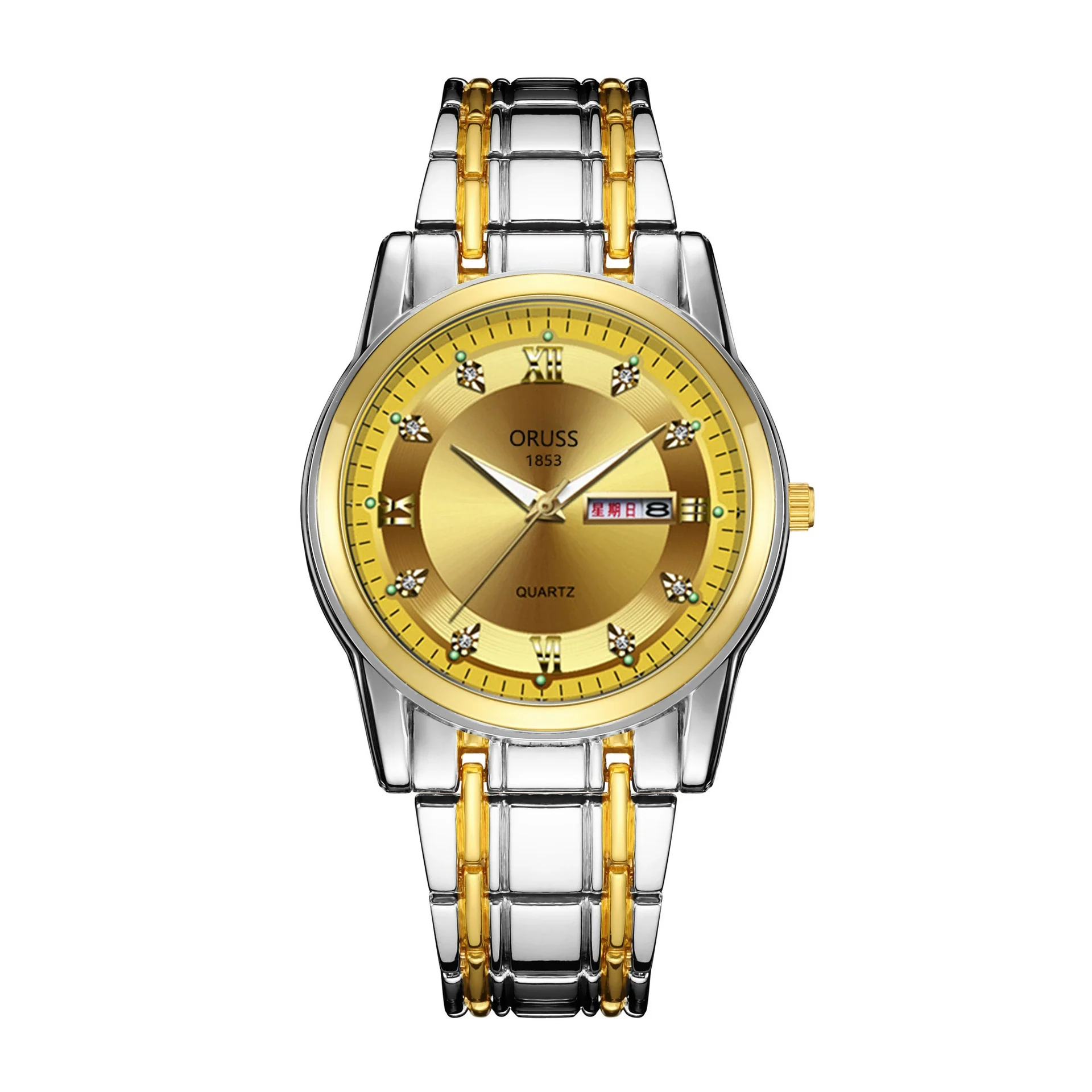 Men's Fashion Waterproof Alloy Band Quartz Watches With Double Calendar And Round Dial - Image 9