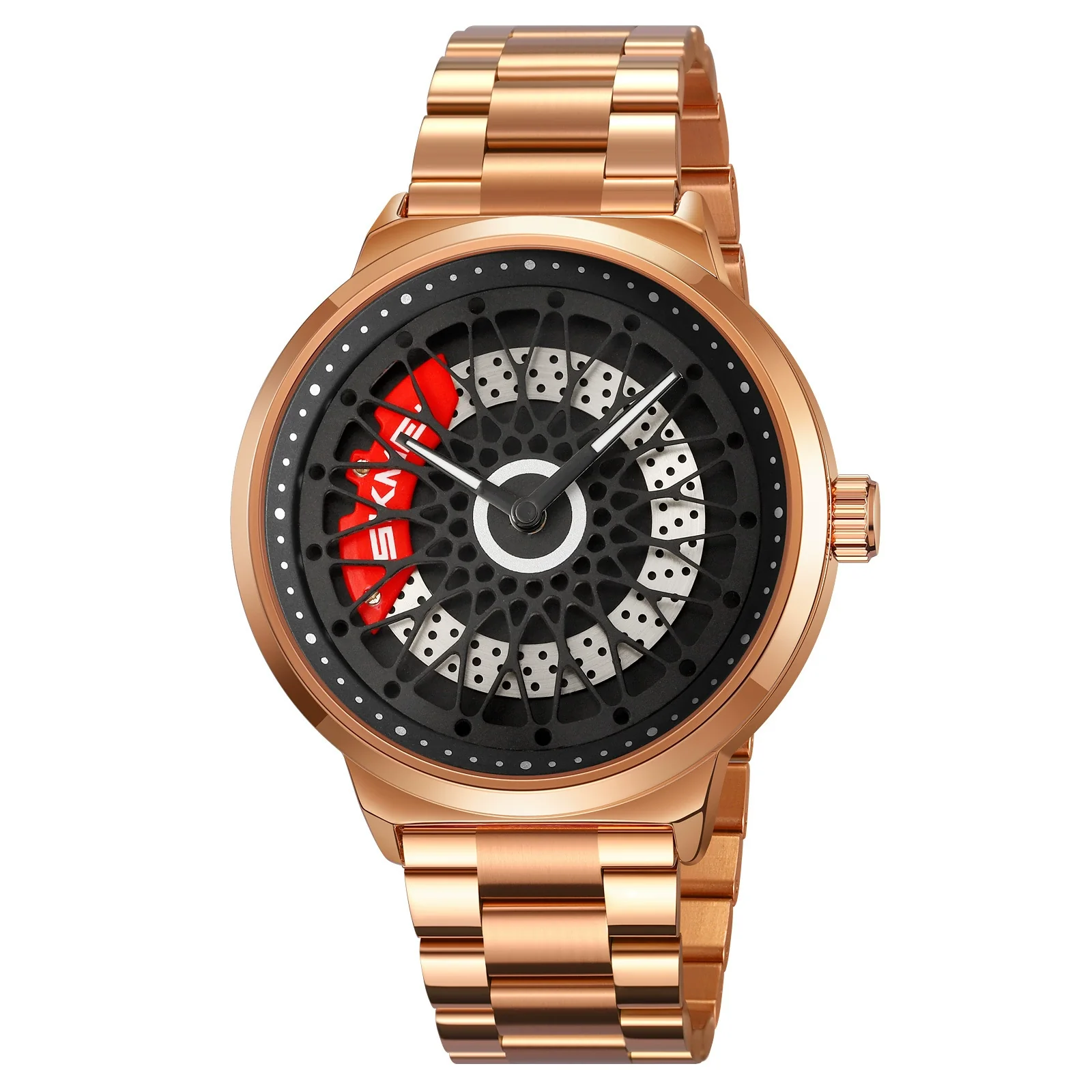 Men's Fashion Waterproof Watch With Alloy Case Stainless Steel Band And Round Cut Out Rotatable Dial - Image 6