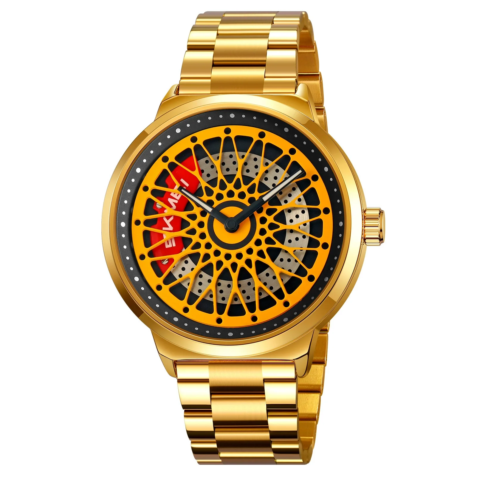 Men's Fashion Waterproof Watch With Alloy Case Stainless Steel Band And Round Cut Out Rotatable Dial - Image 7