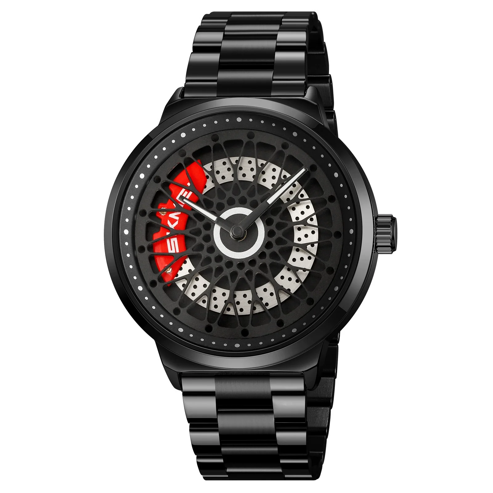 Men's Fashion Waterproof Watch With Alloy Case Stainless Steel Band And Round Cut Out Rotatable Dial - Image 8