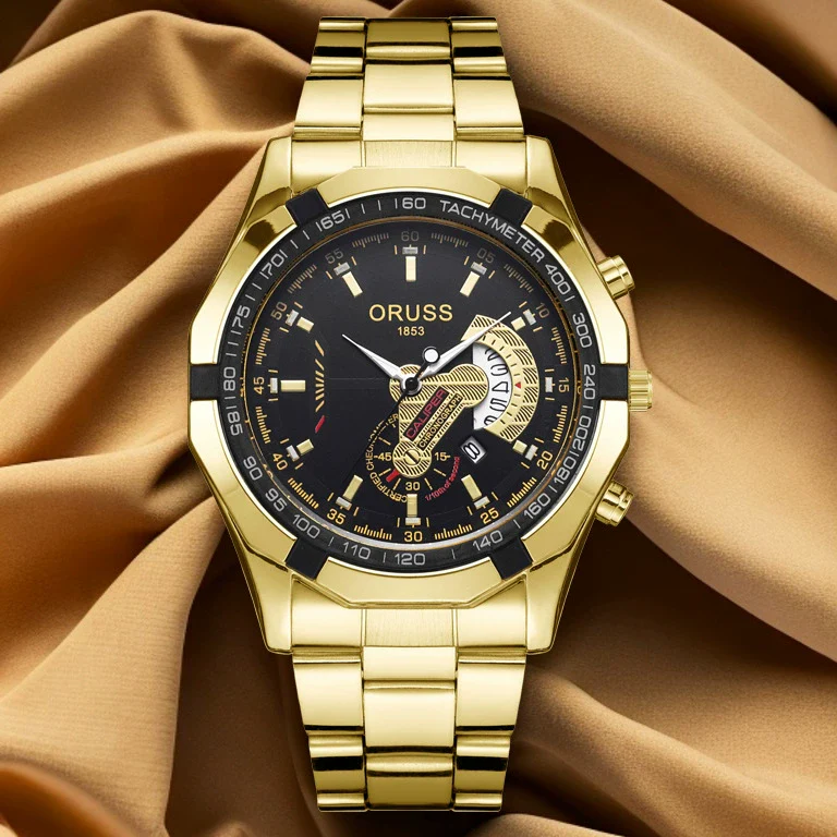 Men's Fashionable Round Dial Alloy Belt Waterproof Luminous Watch