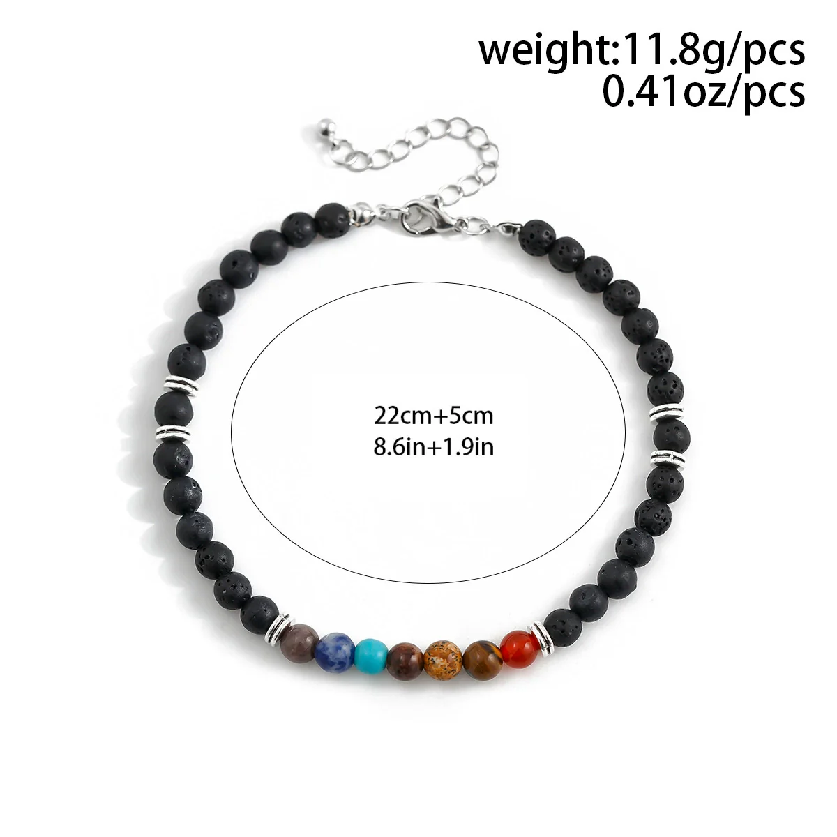 Men's Foot Accessories Volcanic Stone Beaded Ushape Glass Glaze Alloy Inlaid Artificial Gemstones Semiprecious Stones Hiphop Style - Image 6
