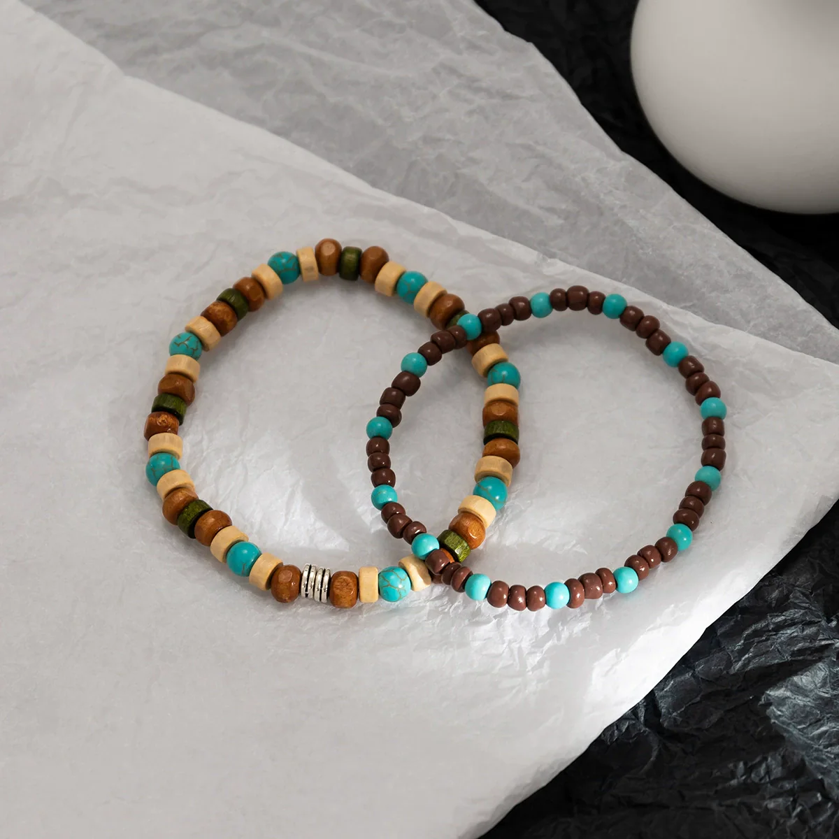 Men's Geometric Wooden Bead Handmade Bracelet - Image 6
