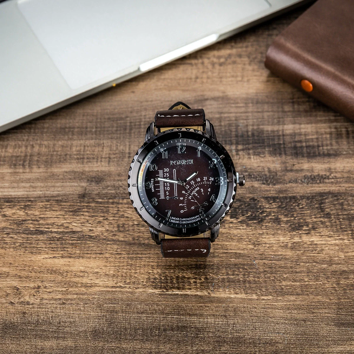 Men's Gift Set With Alloy Case Stainless Steel Clasp Pu Strap Round Dial Ordinary Glass Mirror Watch Glasses Belt Wallet Leisure Style - Image 2
