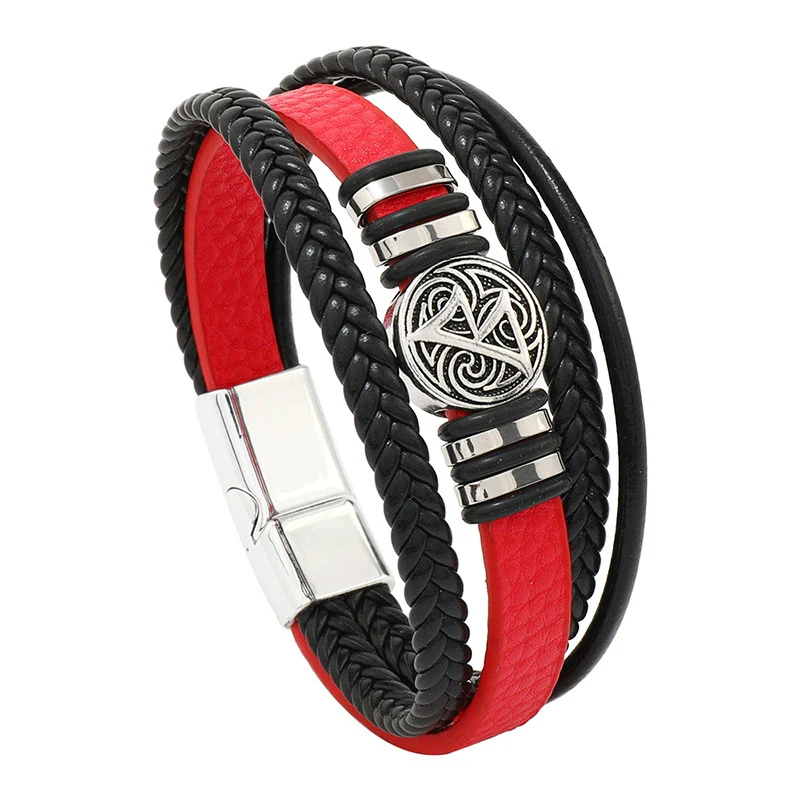 Men's Hand Accessories Multilayered Woven Leather Bracelets With Scripture Compass Pattern - Image 6