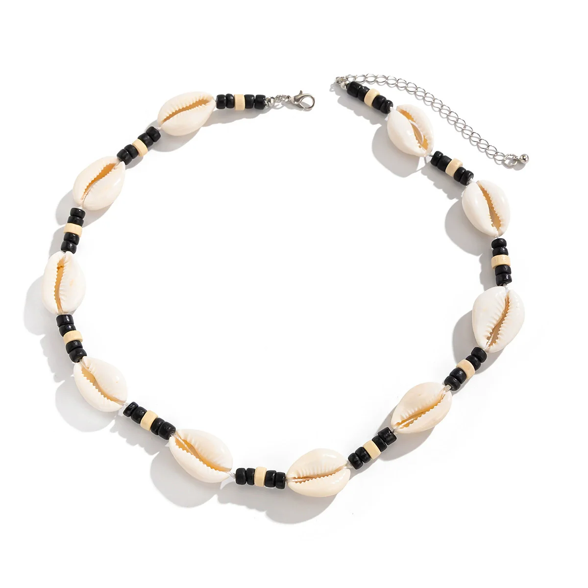 Men's Handmade Geometric Shell And Wood Bead Necklace - Image 5