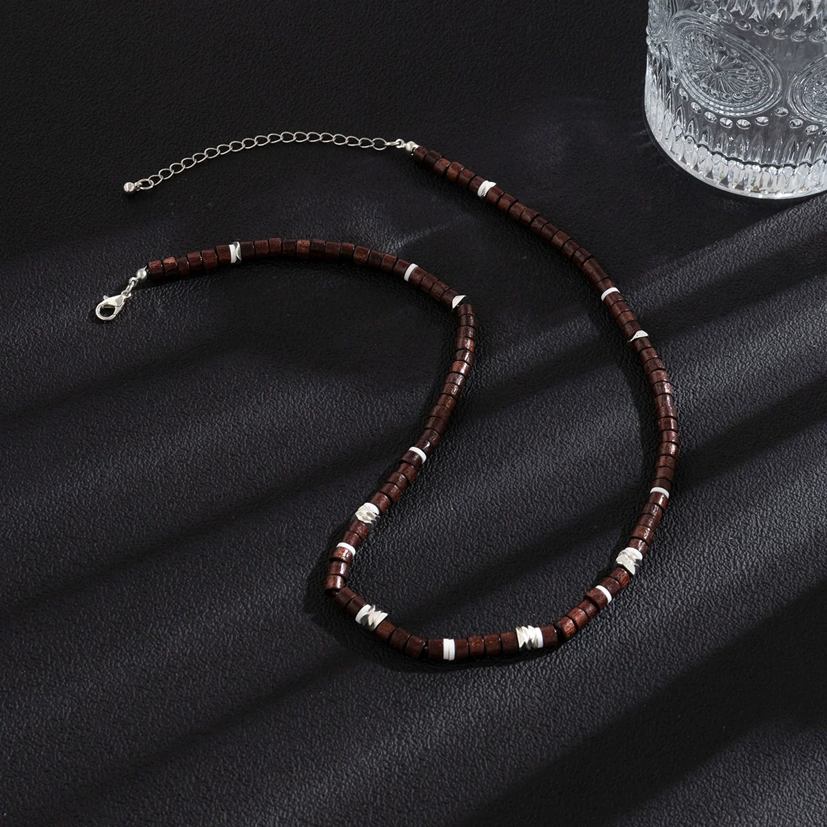 Men's Handmade Geometric Wooden Bead Necklace Hiphop Style - Image 4