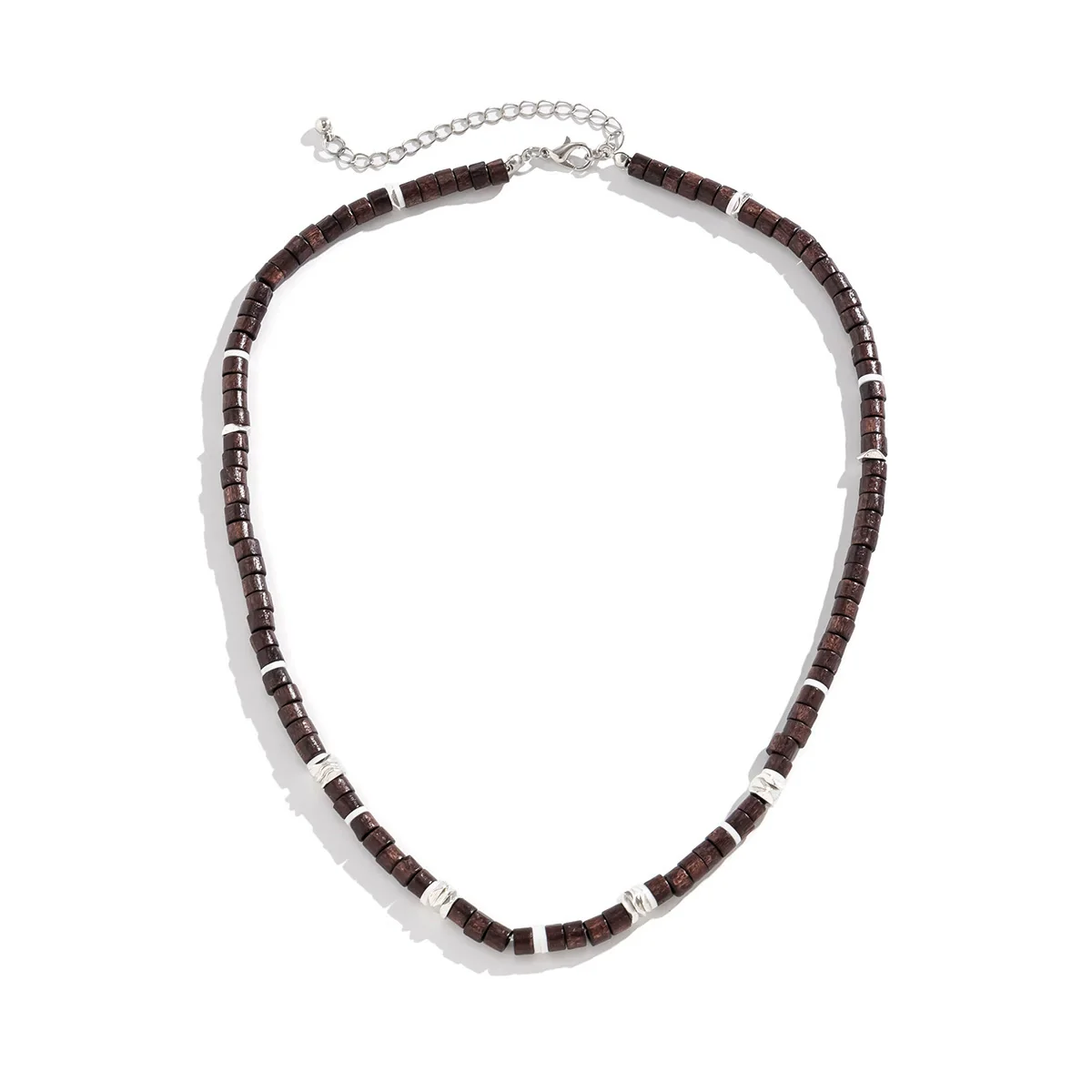 Men's Handmade Geometric Wooden Bead Necklace Hiphop Style - Image 5