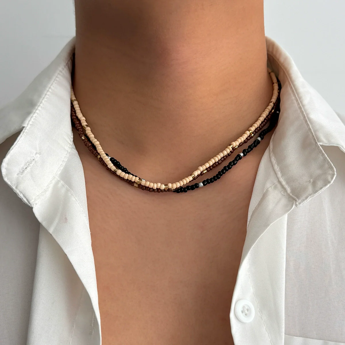 Men's Handmade Rice Beads Geometric Style Necklace