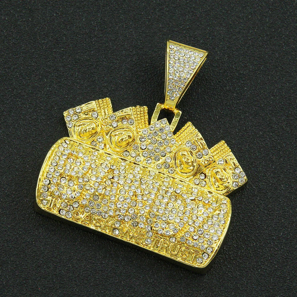 Men's Hip Hop Alloy Pendant Necklace With Geometric Pattern And Diamond Treatment On Cuban Chain - Image 7
