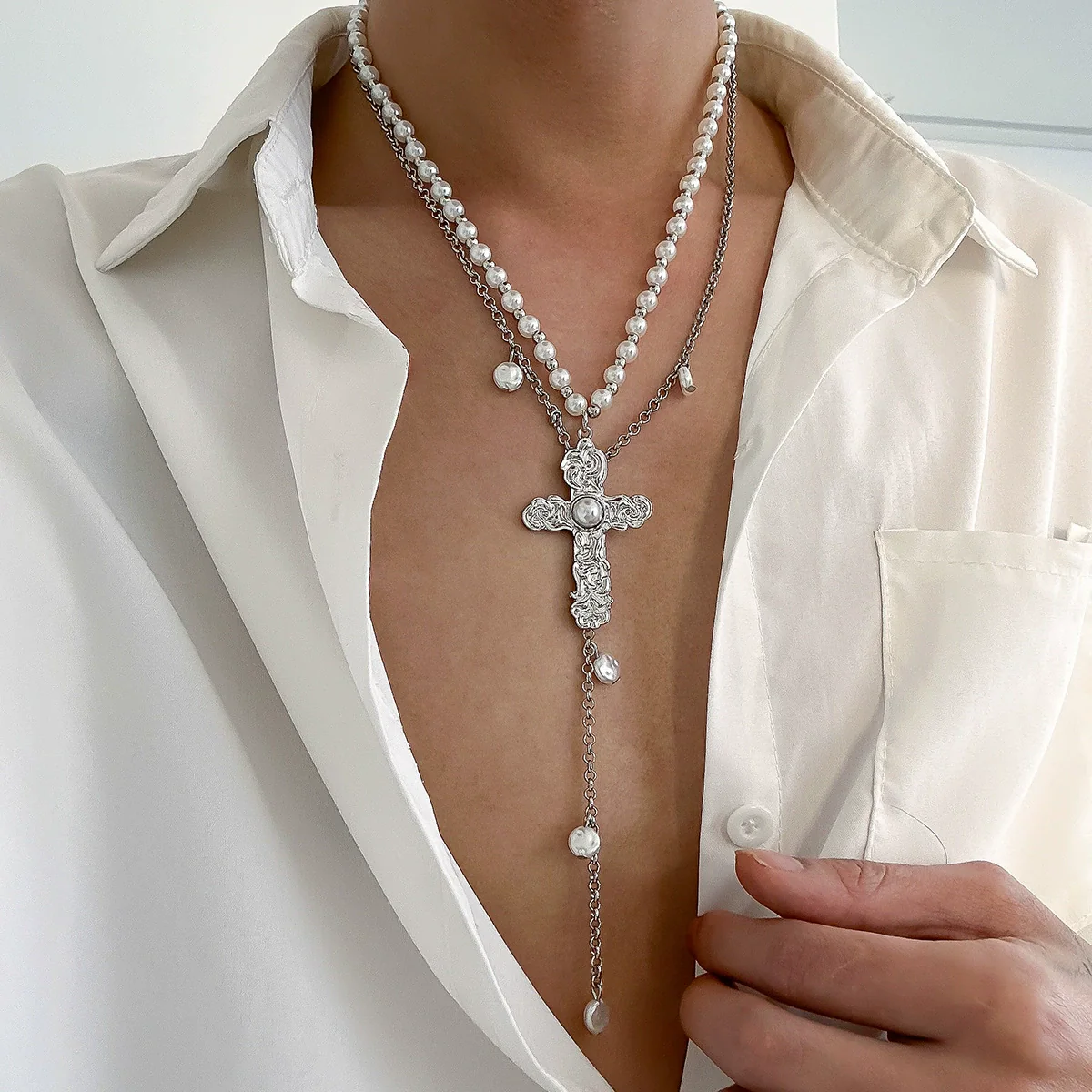 Men's Hip Hop Geometric Alloy Handmade Pendant Necklace - Image 2