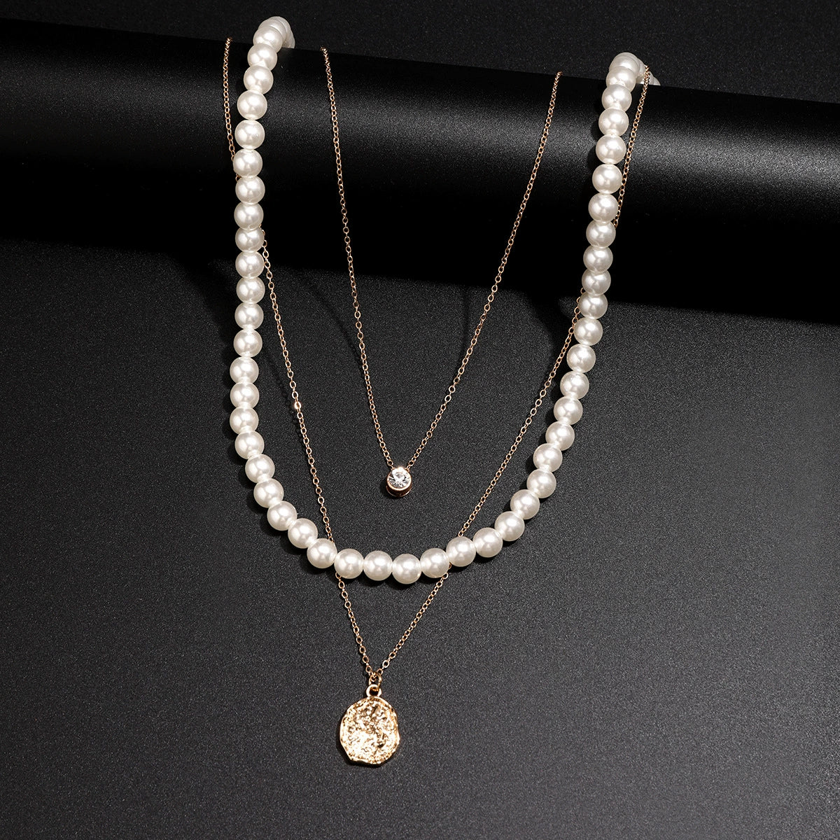 Men's Hip Hop Imitation Pearl Round Handmade Geometric Alloy Necklace - Image 4