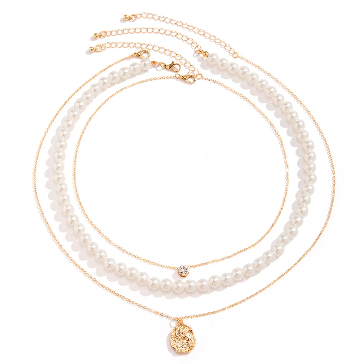 Men's Hip Hop Imitation Pearl Round Handmade Geometric Alloy Necklace - Image 5