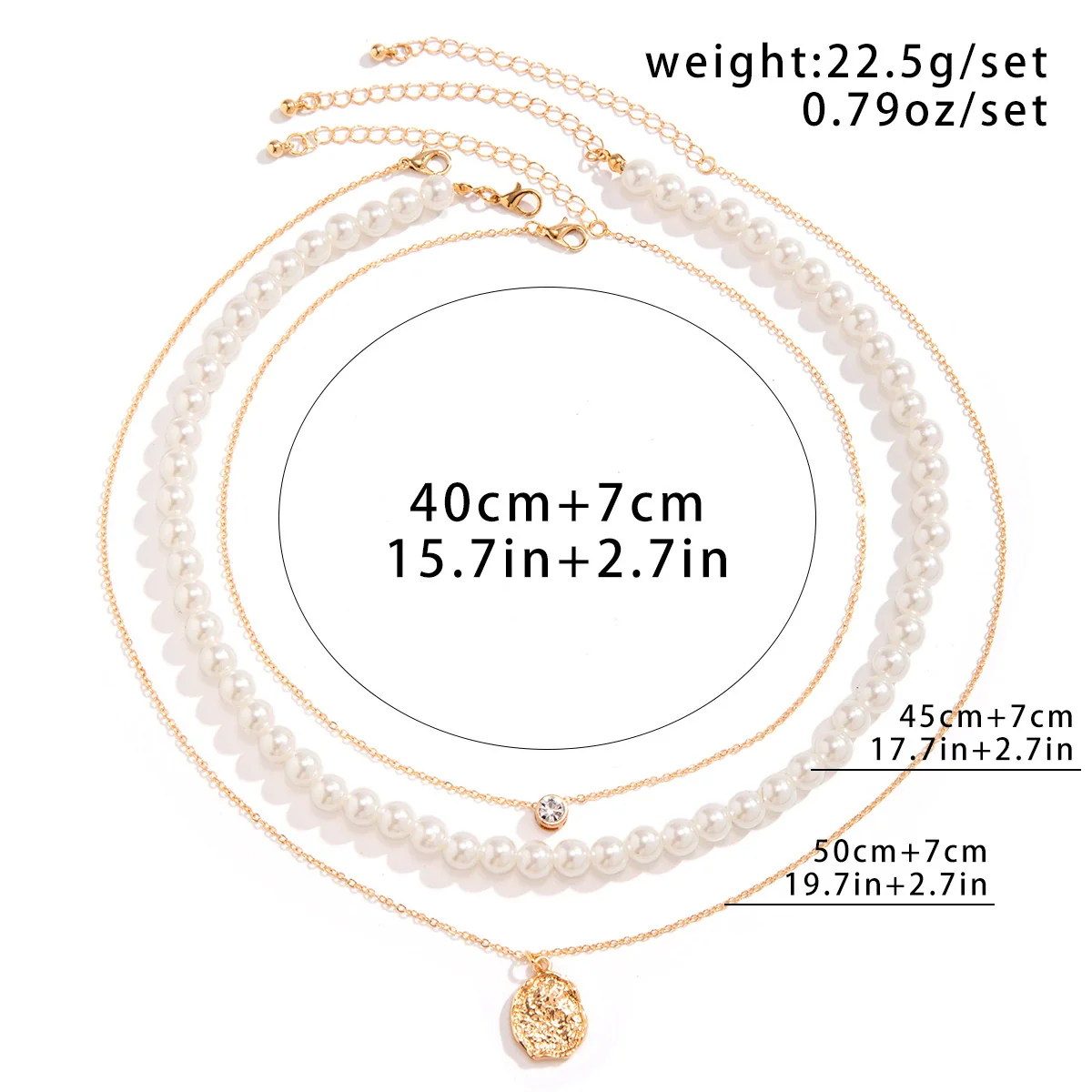Men's Hip Hop Imitation Pearl Round Handmade Geometric Alloy Necklace - Image 6