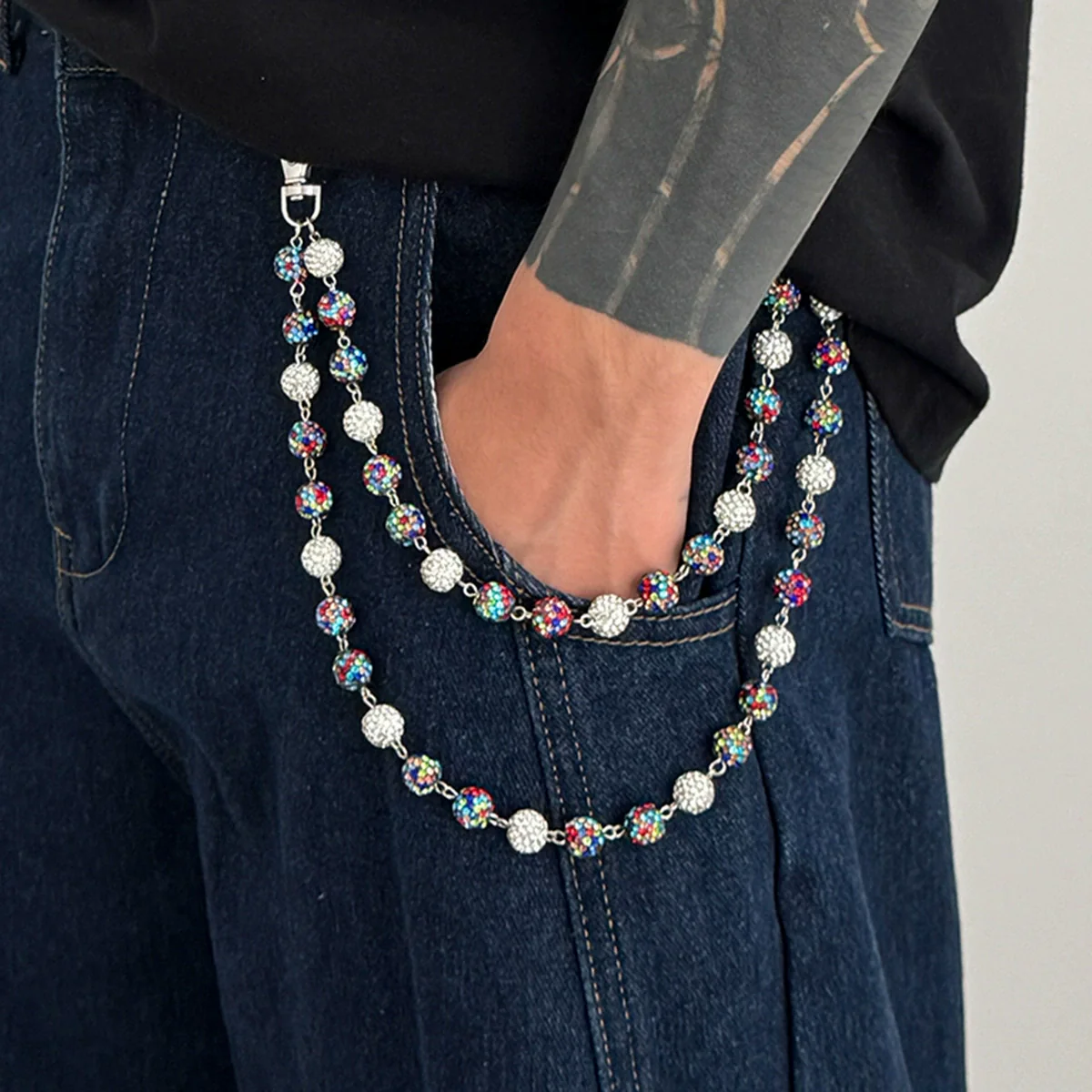 Men's Hip Hop Metal Ball And Cross Waist Chain - Image 6
