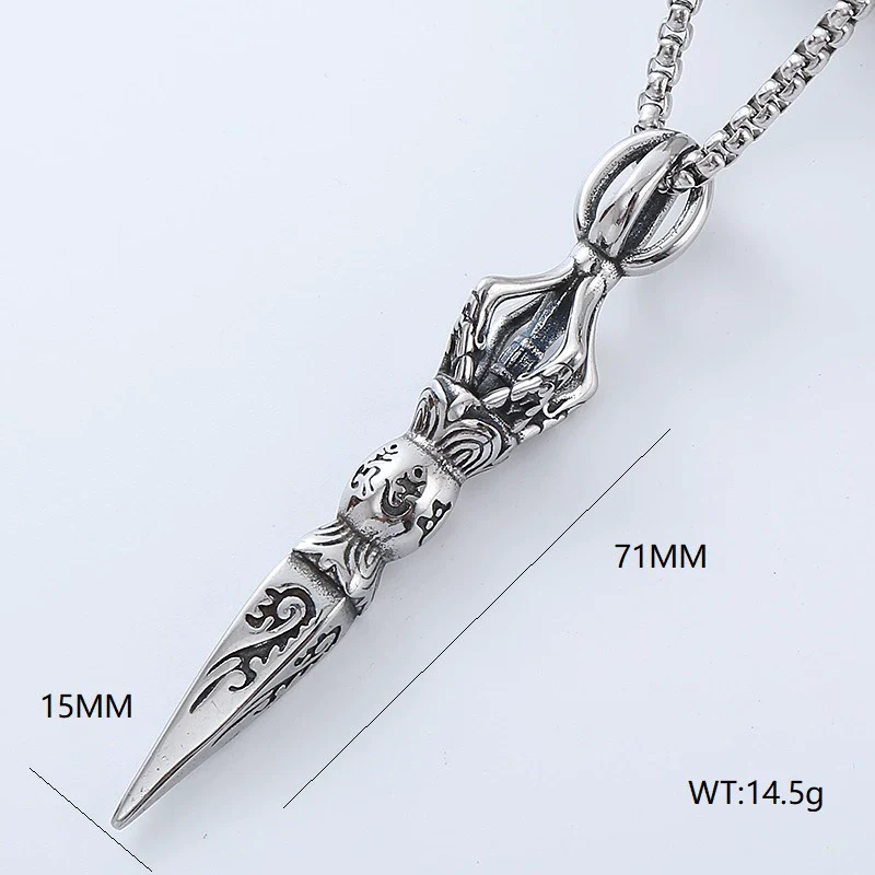 Men's Hip Hop Pendant Necklace Jewelry Stainless Steel Geometric Polished Retro Punk Fashion - Image 2