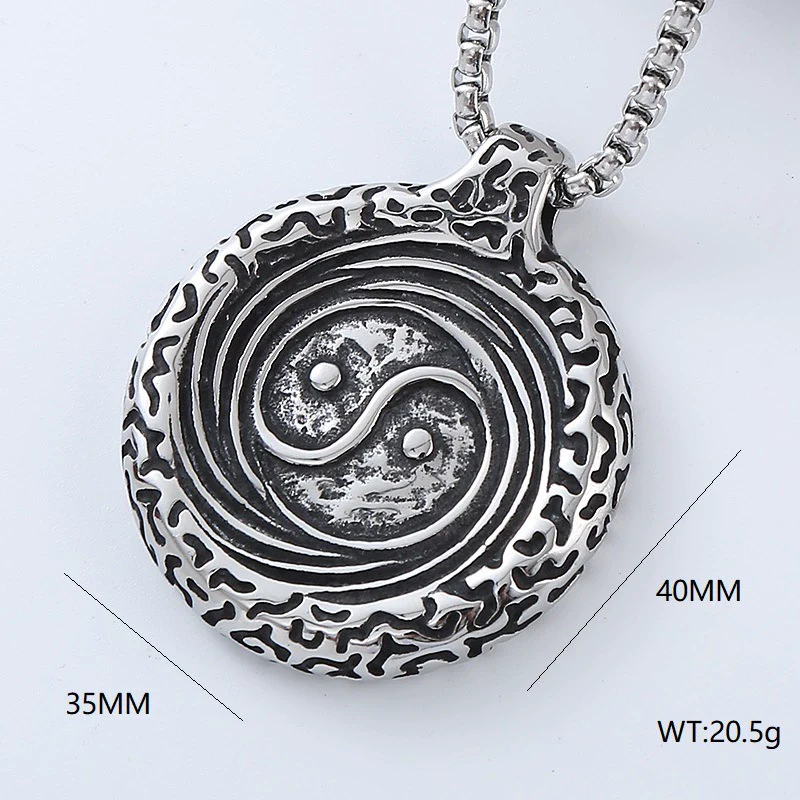 Men's Hip Hop Pendant Necklace Jewelry Stainless Steel Geometric Polished Retro Punk Fashion - Image 4