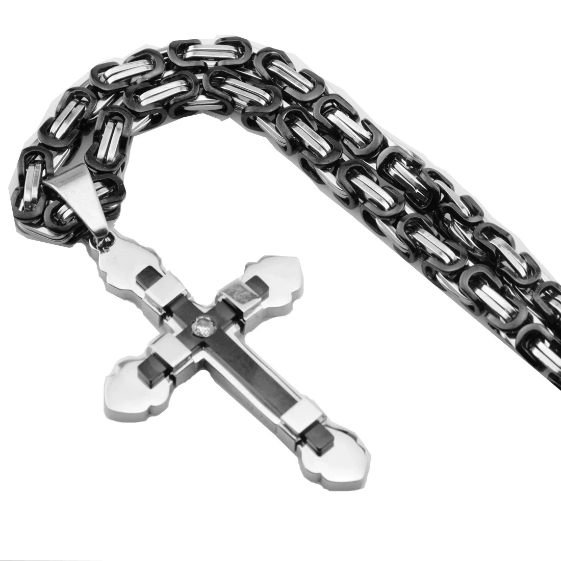Men's Hip Hop Stainless Steel Cross Pendant Necklace - Image 2