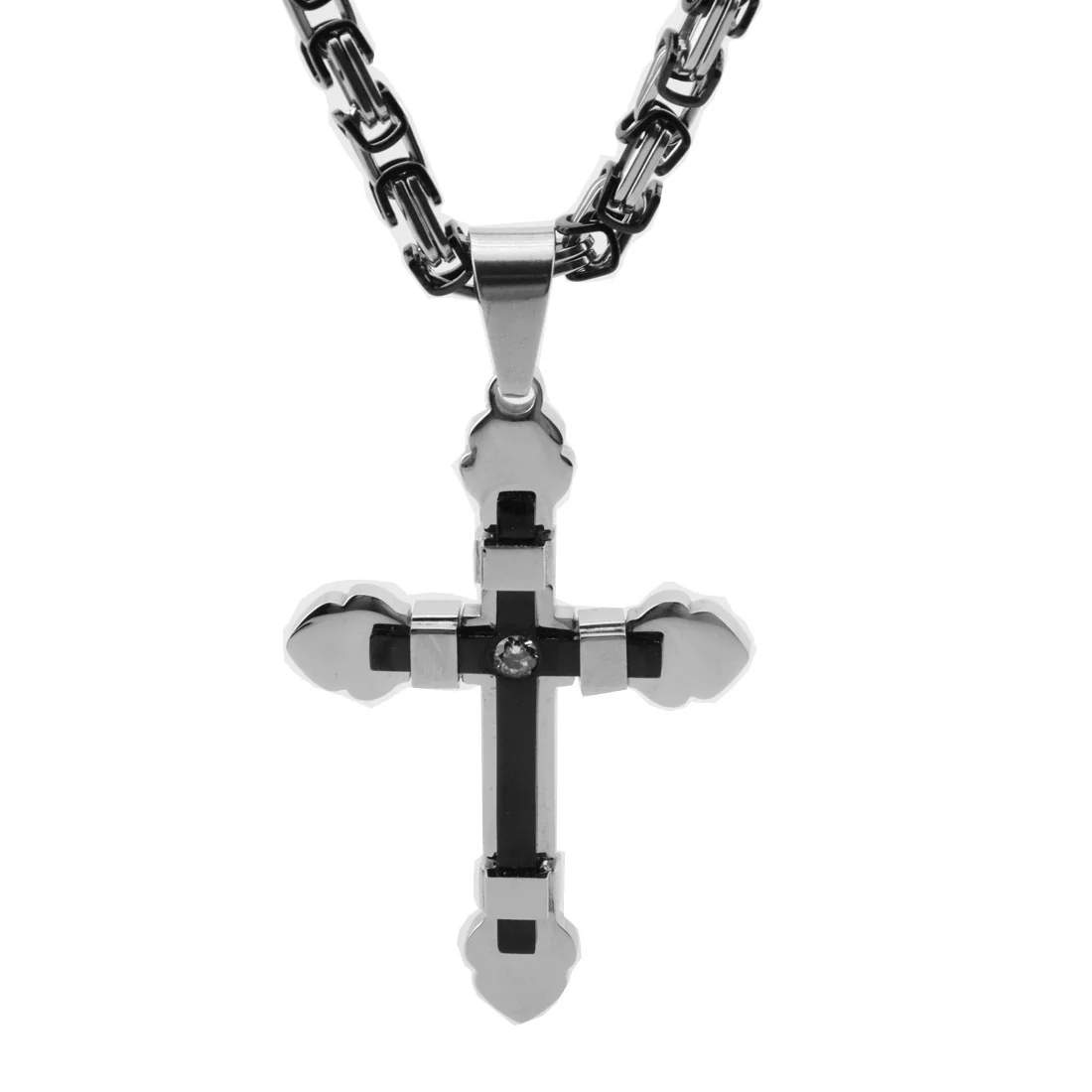Men's Hip Hop Stainless Steel Cross Pendant Necklace - Image 3