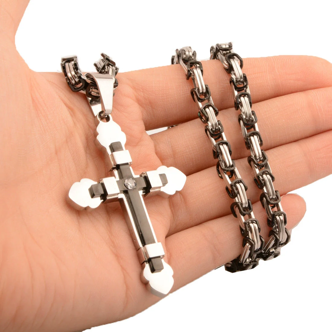 Men's Hip Hop Stainless Steel Cross Pendant Necklace - Image 5