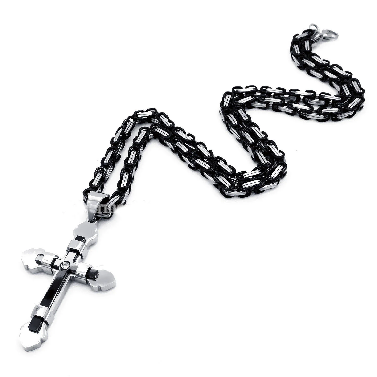 Men's Hip Hop Stainless Steel Cross Pendant Necklace - Image 7
