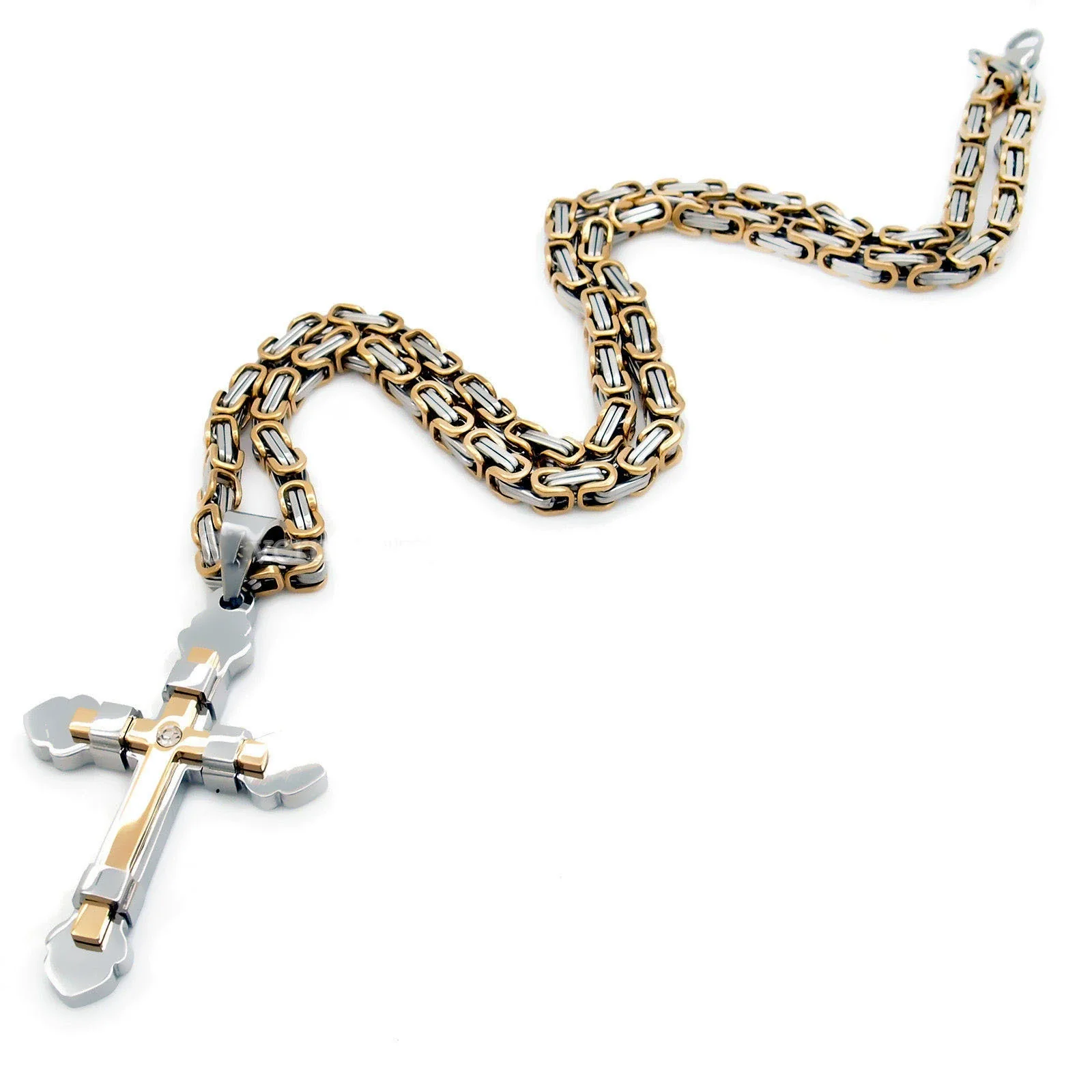 Men's Hip Hop Stainless Steel Cross Pendant Necklace - Image 9