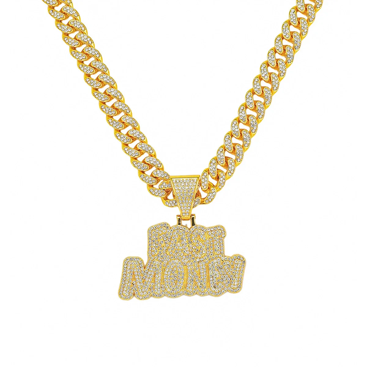 Men's Hip Hop Style Alloy Pendant Necklace With Letters Numbers Text And Electroplating Cuban Chain - Image 5